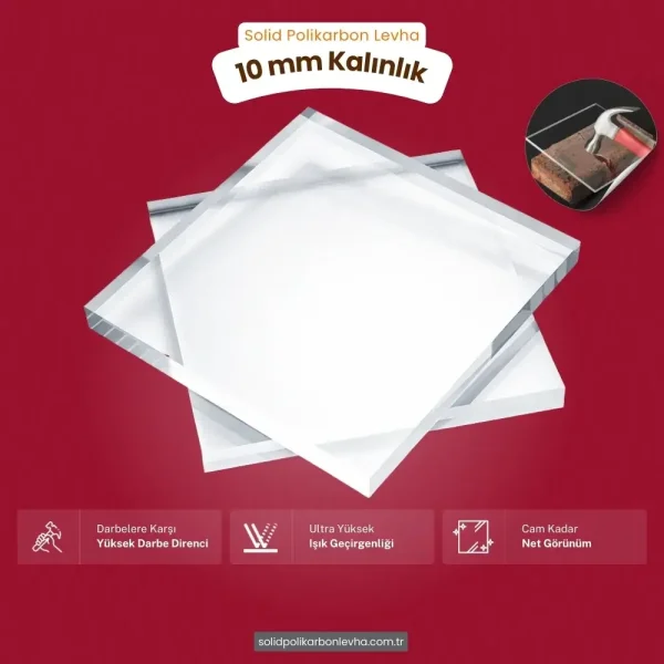 10 mm Kalınlığında Şeffaf Polikarbon Levha (205 x 305 cm ebatlarında)