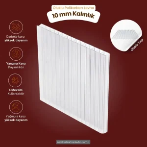 10 mm kalınlıktaki Şeffaf Oluklu Polikarbon Levha