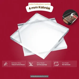 4 mm Kalınlığında Şeffaf Polikarbon Levha (205 x 305 cm ebatlarında)