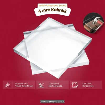 4 mm Kalınlığında Şeffaf Polikarbon Levha (205 x 305 cm ebatlarında)